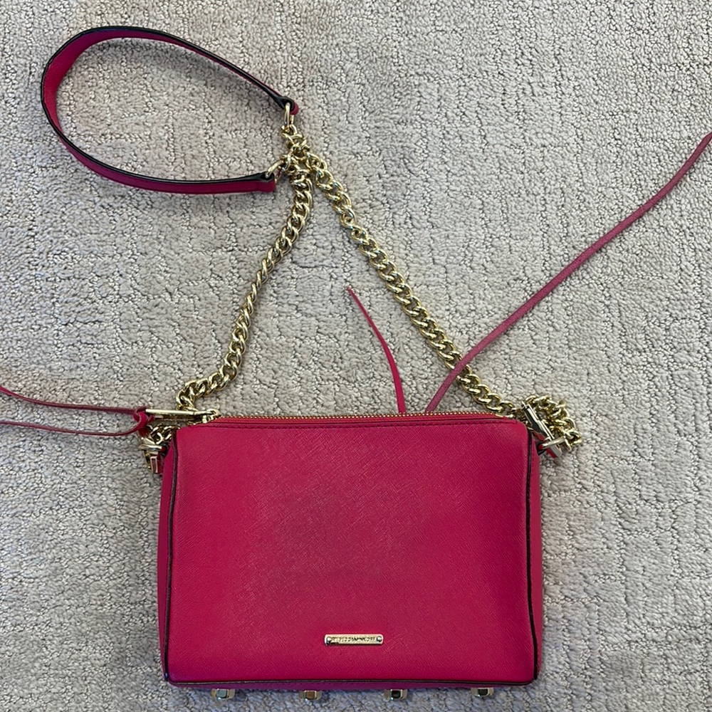 Rebecca Minkoff Hot Pink crossbody bag with gold chain